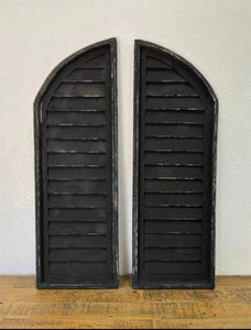 36" Pomezia Wood Shutters, 2 Piece Set | Window Shutters Wall Decor | Window Shutters Interior | Wooden Arch | Window Shutters Vintage