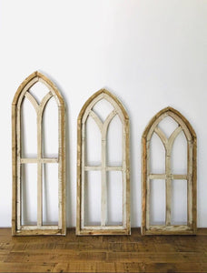 Cathedral Wood Arches, 2 PC Set, White | Church Window Wall Decor | Farmhouse Window | Wooden Arch | Arched Frame | Cathedral Window Frame