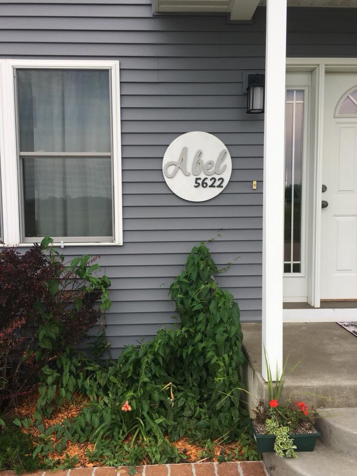 Custom Round 3D House Number Last Name Decor Cutout Sign