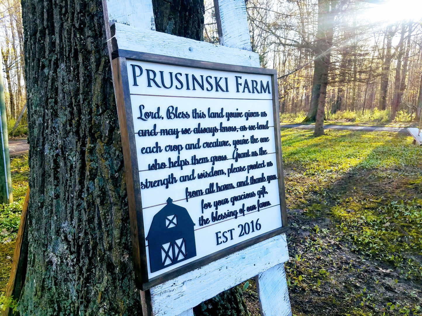 Personalized Farm Prayer Sign | Raised Lettering Farmhouse Sign with Shiplap
