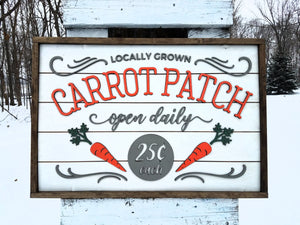 Spring Carrot Patch Farmhouse Sign | Easter Sign with Raised Lettering and Shiplap