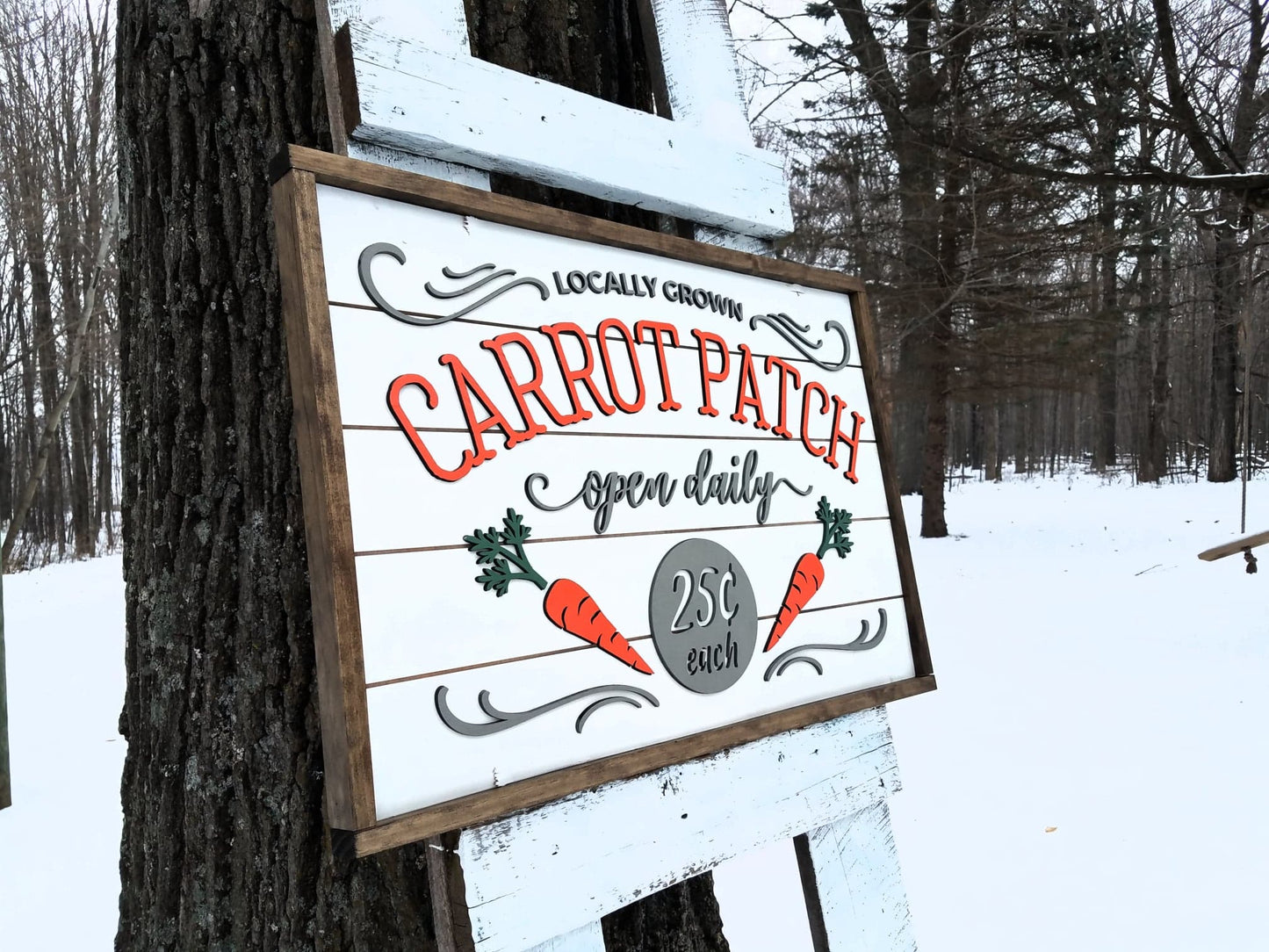 Spring Carrot Patch Farmhouse Sign | Easter Sign with Raised Lettering and Shiplap