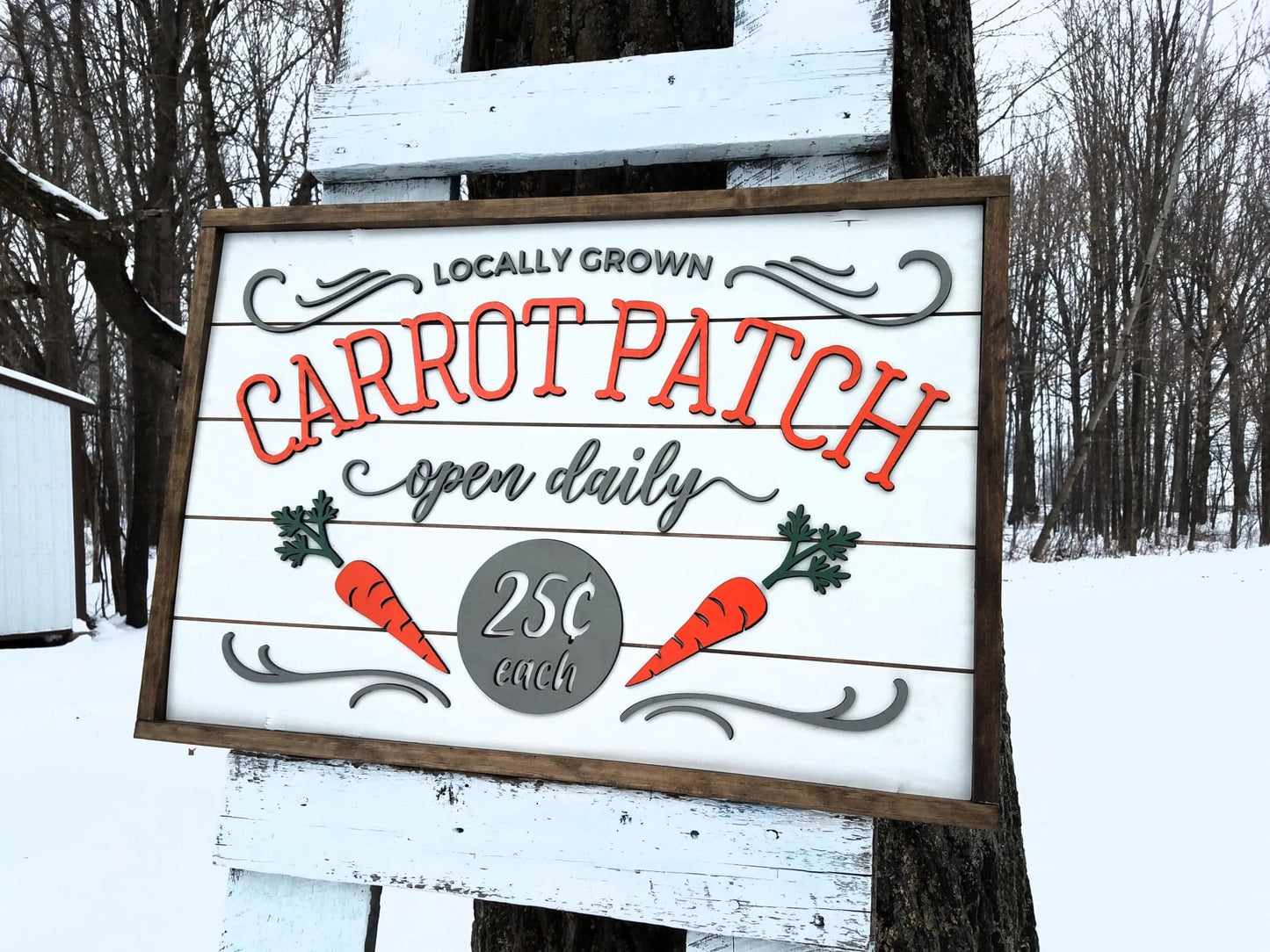 Spring Carrot Patch Farmhouse Sign | Easter Sign with Raised Lettering and Shiplap