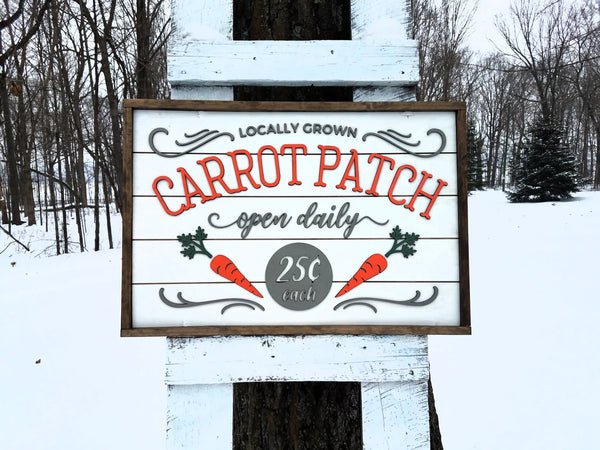 Spring Carrot Patch Farmhouse Sign | Easter Sign with Raised Lettering and Shiplap