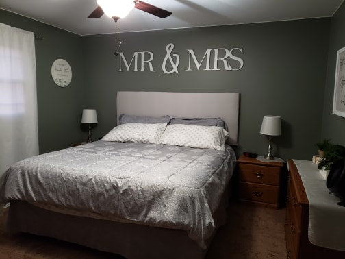 Mr & Mrs Large Wood Cutout for Above Bed