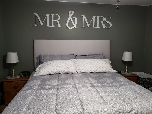 Mr & Mrs Large Wood Cutout for Above Bed
