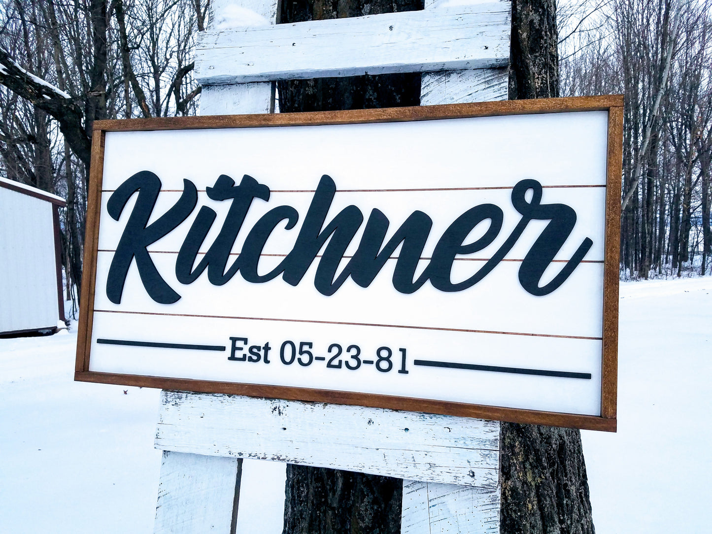 Personalized Raised Lettering Last Name Sign on Shiplap
