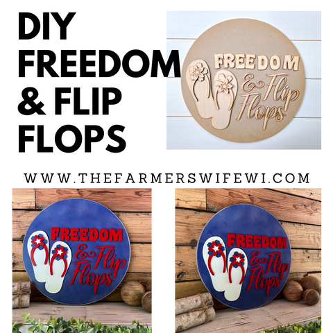 America Freedom and Flip Flops DIY Sign Kit | DIY Paint Party Set | Patriotic Decor | Round Door Hanger Sign | Patriotic Door Hanger