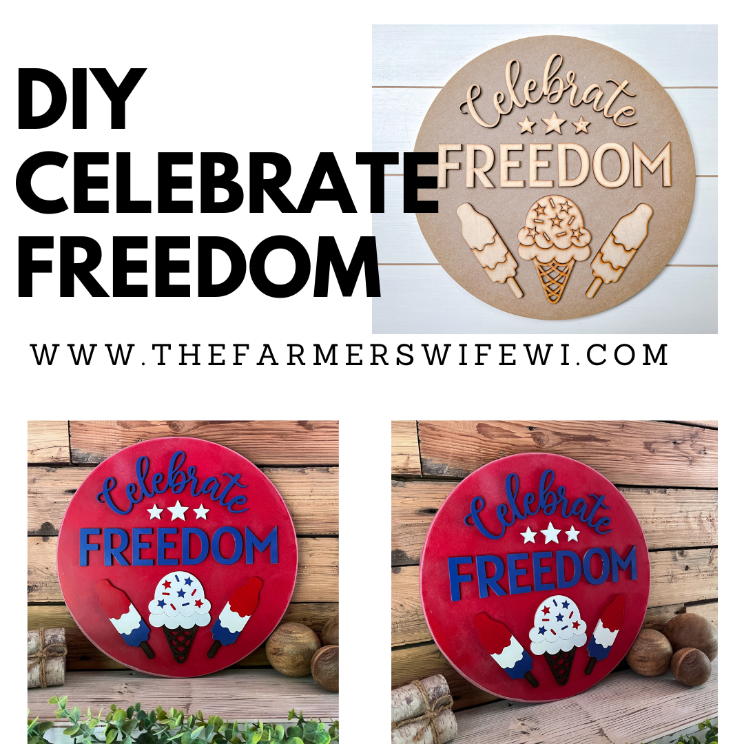 America Celebrate Freedom DIY Sign Kit | DIY Paint Party Set | Patriotic Decor | Round Door Hanger Sign | Patriotic Door Hanger