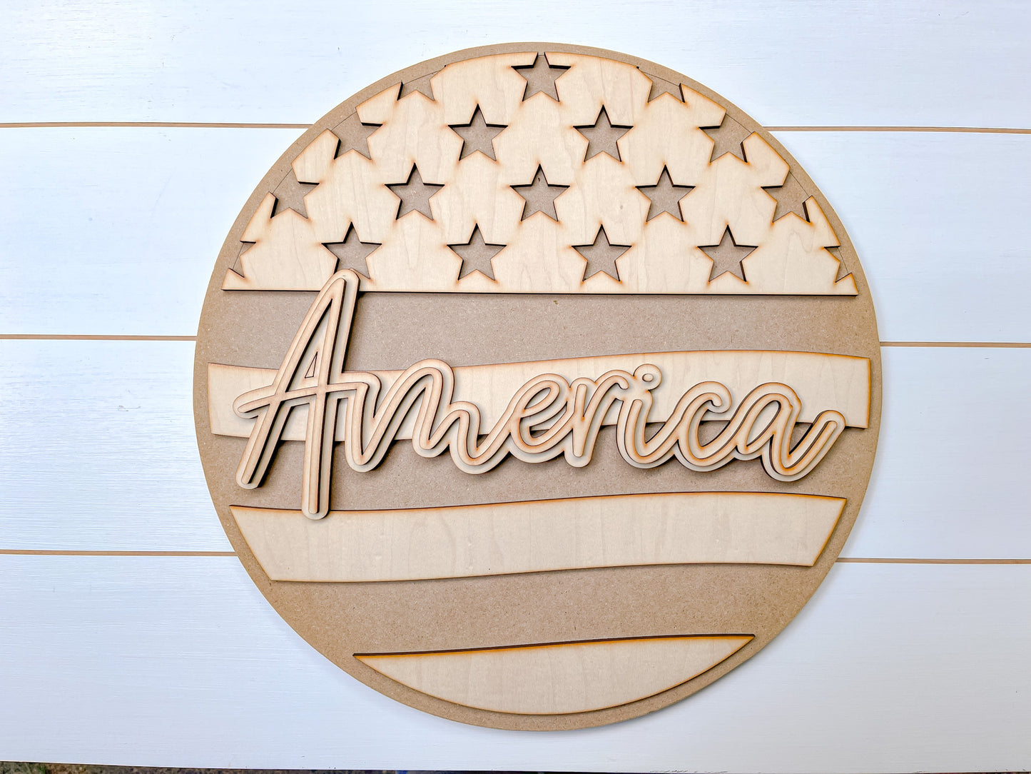 America Flag DIY Sign Kit | DIY Paint Party Set | Patriotic Decor | Round Door Hanger Sign | Patriotic Door Hanger