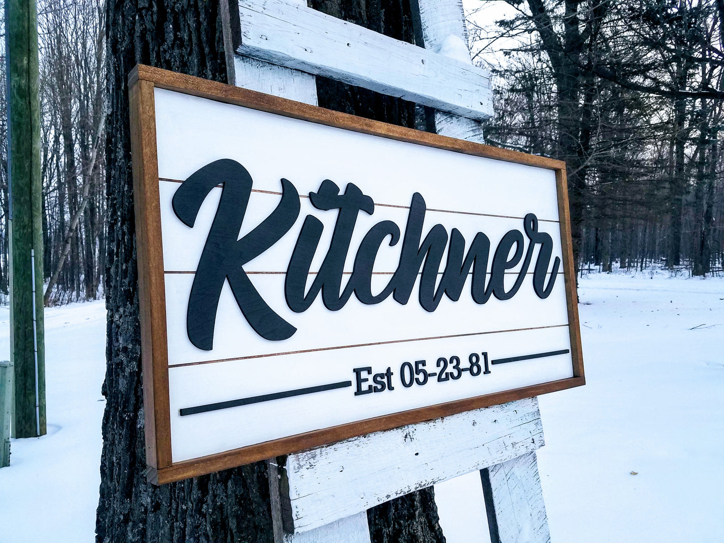 Personalized Raised Lettering Last Name Sign on Shiplap