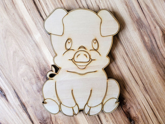 DIY Barn Animal Wood Cutout Paint Kit | Pig Sign Paint Kit | Kids Paint Kit