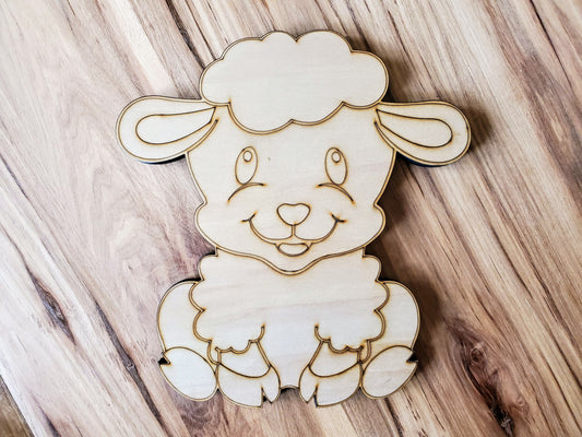DIY Barn Animal Wood Cutout Paint Kit | Sheep Sign Paint Kit | Kids Paint Kit