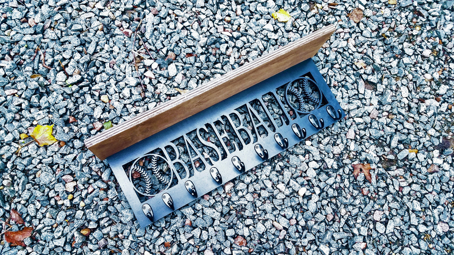 Personalized Cutout Shelf with Hooks | Name and Sport