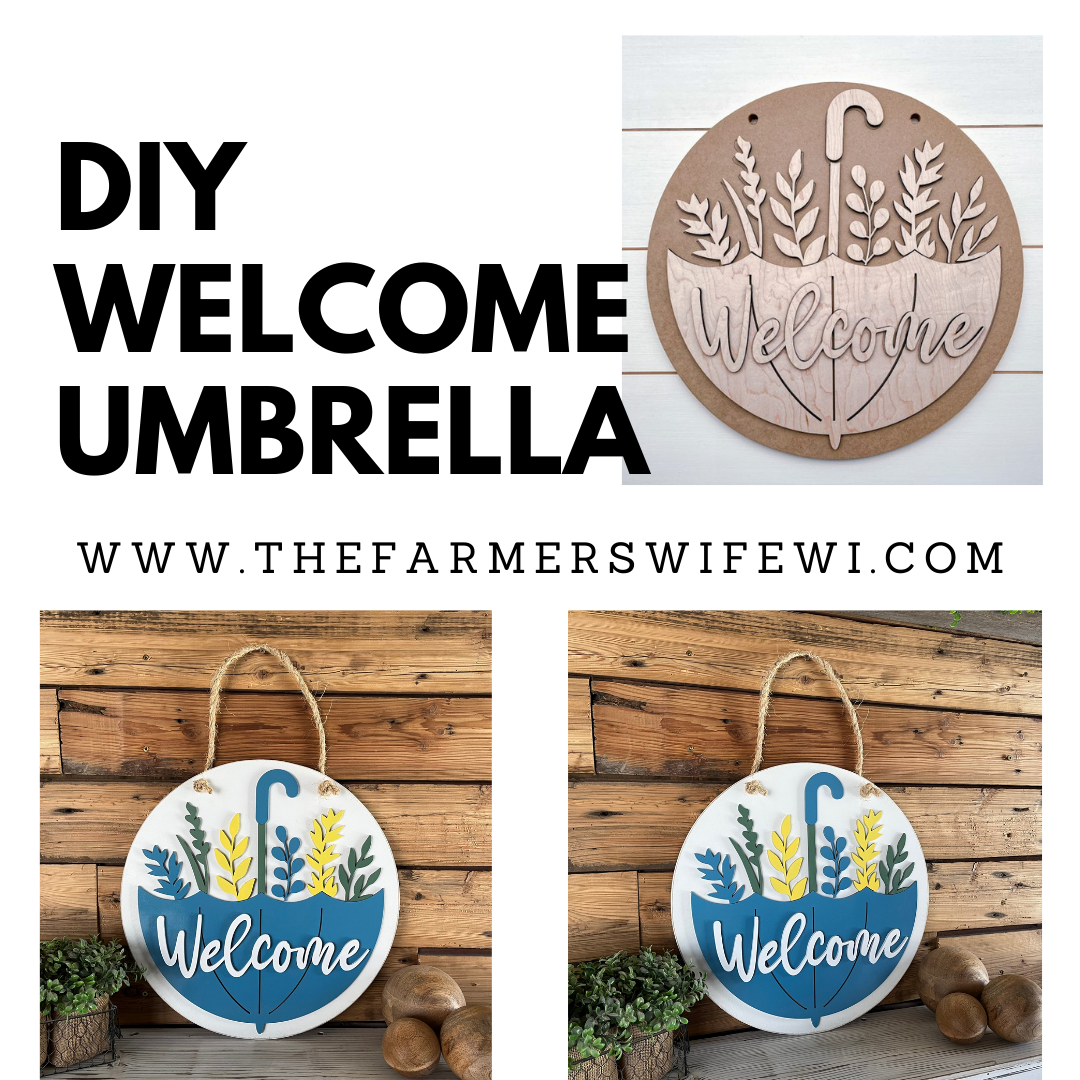Welcome with Umbrella DIY Sign Kit | DIY Paint Party Set | Summer Round Door Hanger Sign
