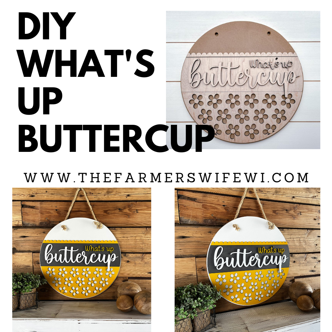 What's Up Buttercup DIY Sign Kit | DIY Paint Party Set | Summer Round Door Hanger Sign