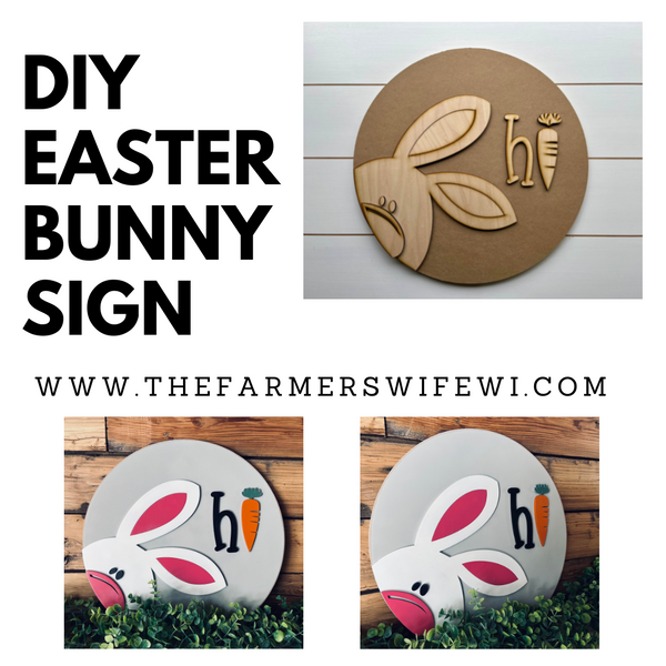 Easter Bunny DIY Sign Kit | DIY Paint Party Set | Spring Round Door Hanger Sign