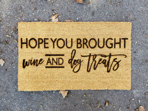 Wine and Dog Treats | Funny Coir Door Mat