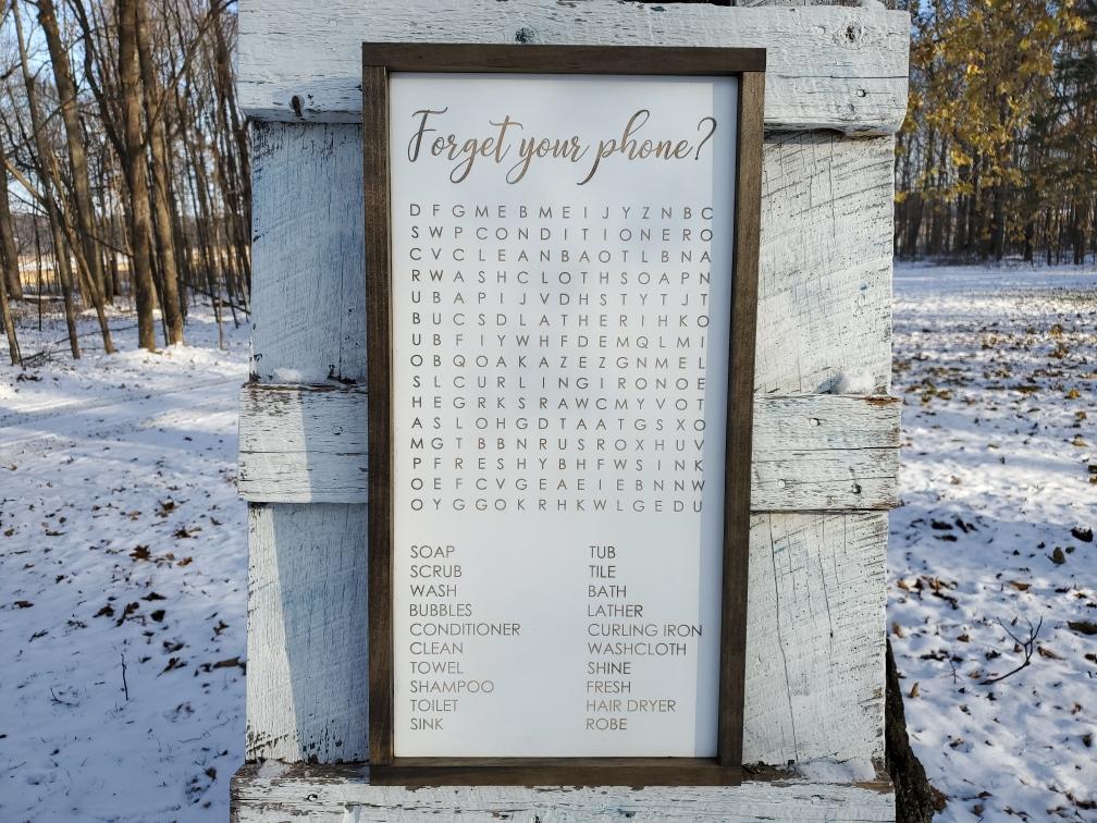 Bathroom Sign | Forget Your Phone? | Crossword Puzzle