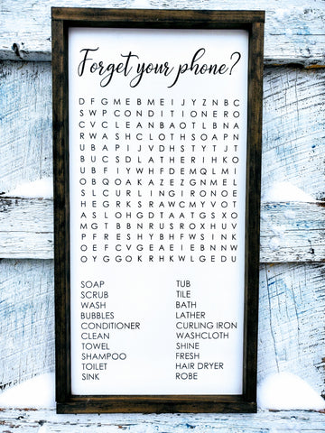 Bathroom Sign | Forget Your Phone? | Crossword Puzzle
