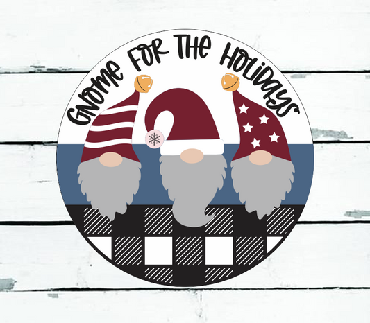 Gnome for the Holidays Front Door Sign | Farmhouse Christmas Decor | Gnome Holiday Decor