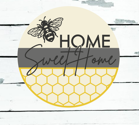 Home Sweet Home Bee DIY Sign Kit | DIY Paint Party Set | Summer Round Door Hanger Sign | Birds in Branches