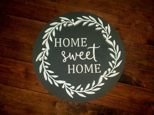Home Sweet Home Round 3D Farmhouse Sign | Laser Cut Wood Sign