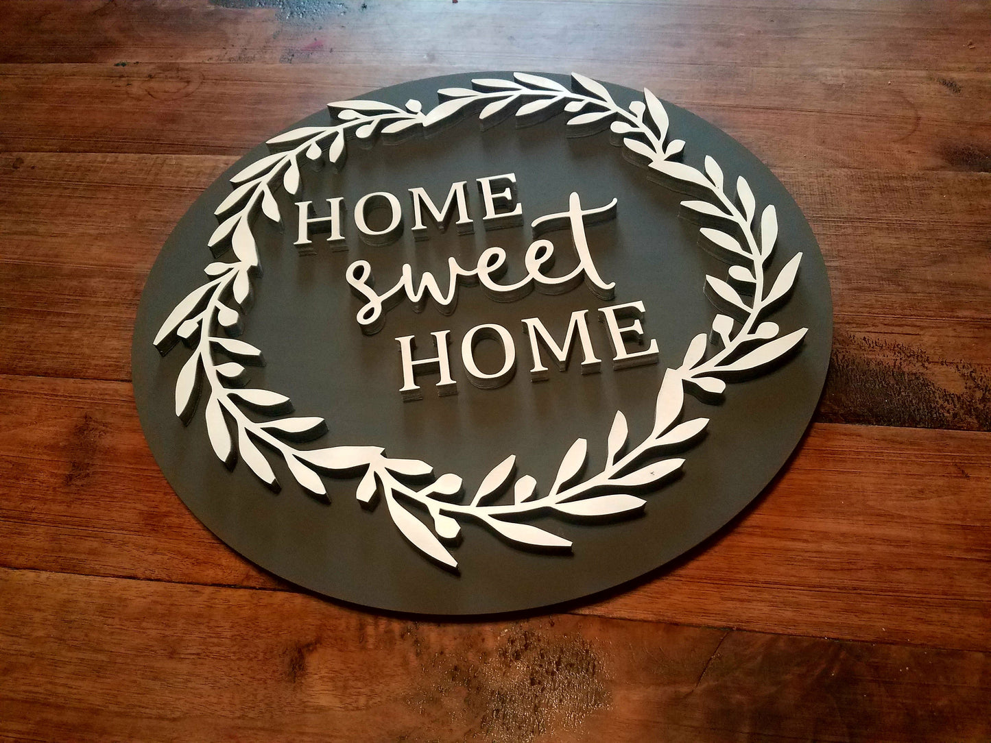 Home Sweet Home Round 3D Farmhouse Sign | Laser Cut Wood Sign