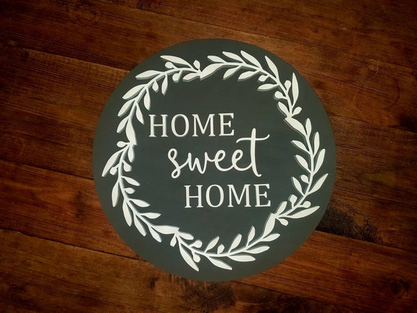 Home Sweet Home Round 3D Farmhouse Sign | Laser Cut Wood Sign