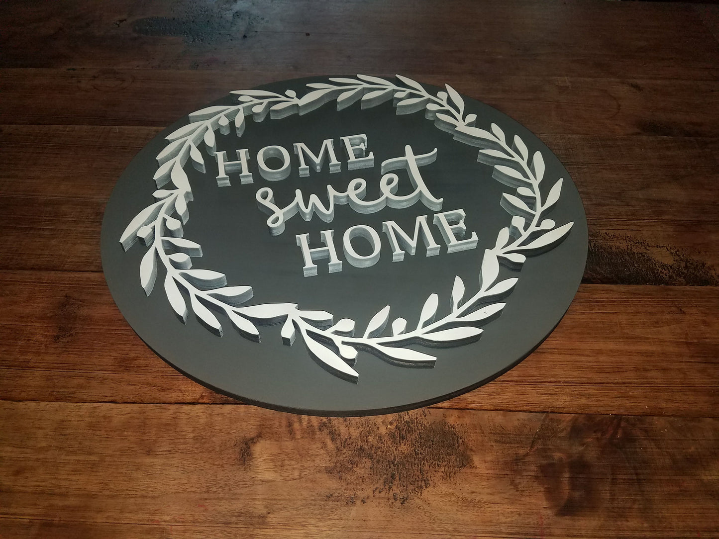 Home Sweet Home Round 3D Farmhouse Sign | Laser Cut Wood Sign