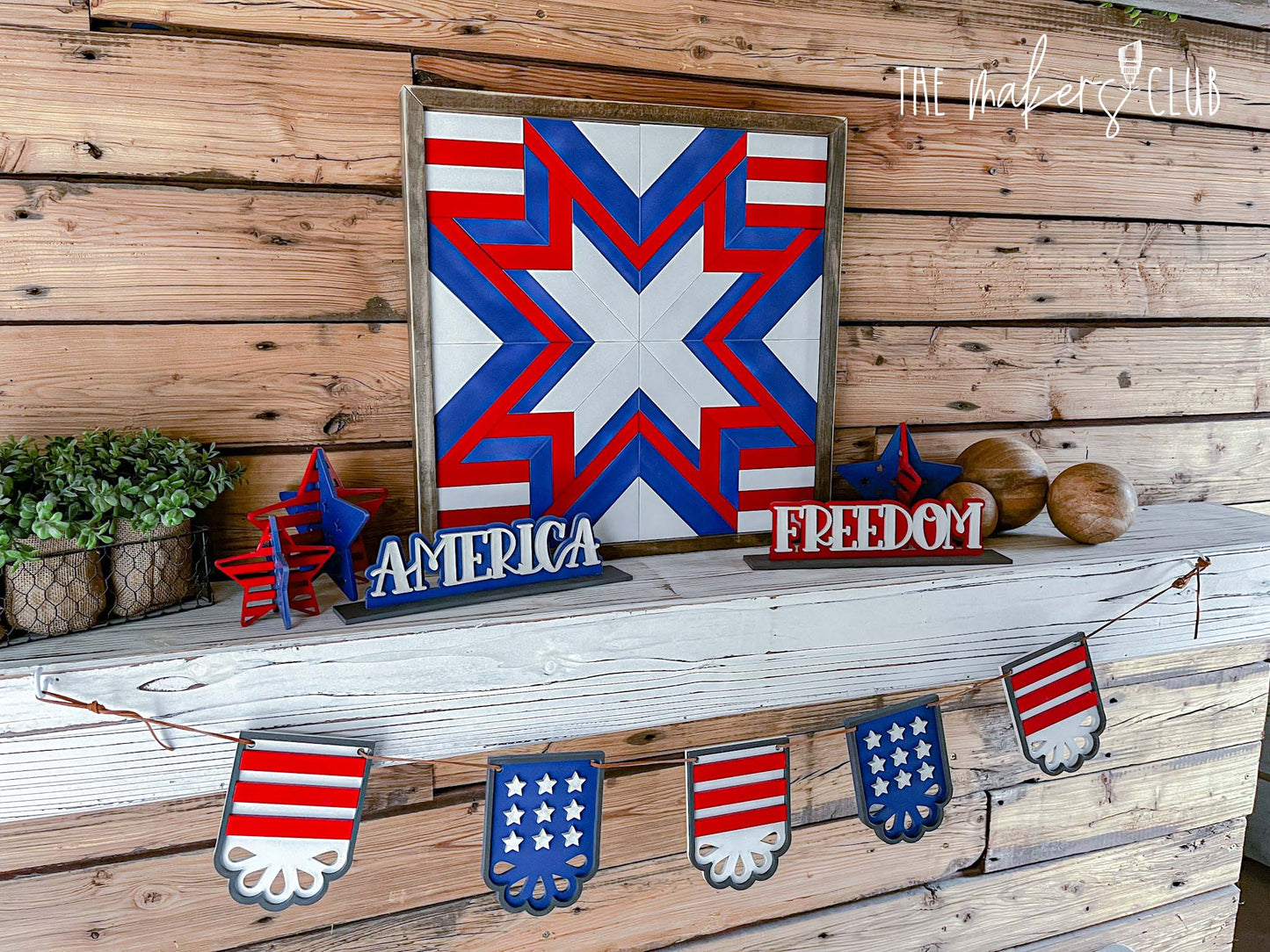 Patriotic Complete Mantel Decor | 4th of July Mantel Decor