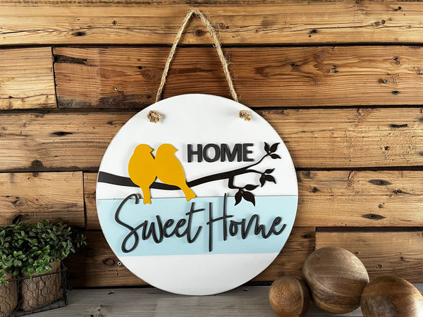 READY TO SHIP - Home Sweet Home Sign | Birds in Branches | Farmhouse Porch Decor | Door Hanger