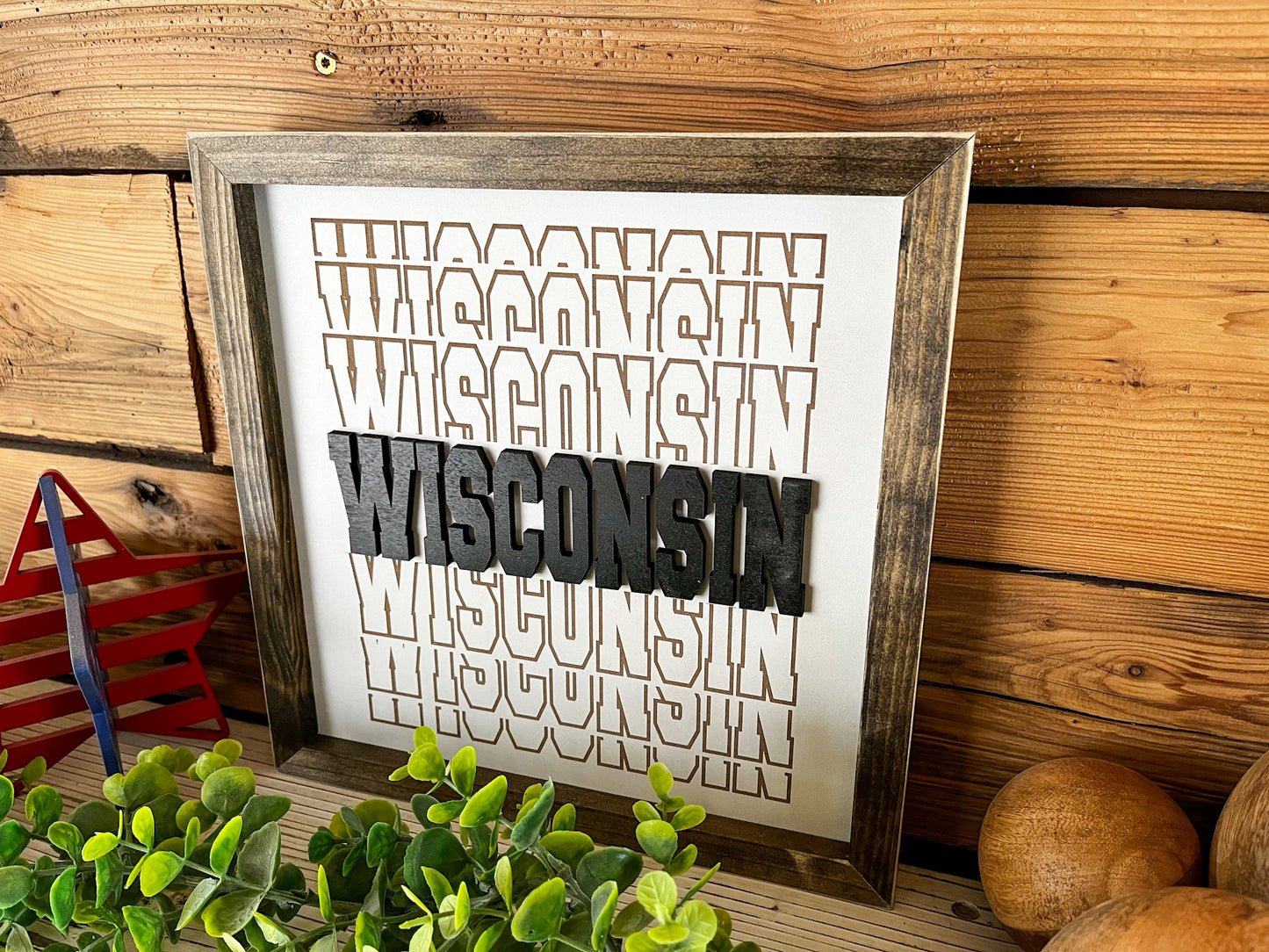Wisconsin Word Shadow | Wisconsin Art | Wisconsin Home Sign | Wisconsin Home Decor | Wisconsin Gifts