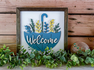Welcome with Umbrella Sign | Farmhouse Decor | Welcome Sign
