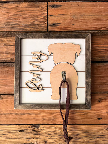 Personalized Dog Leash Holder for Wall | Custom Dog Leash Hanger | Wall Mounted Dog Leash Holder