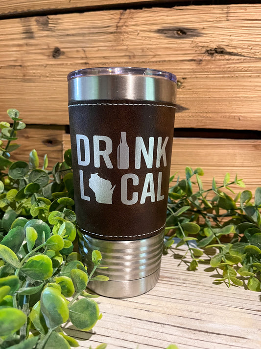 Wisconsin Gifts | Wisconsin Mug | Leather Mug | Engraved Tumbler