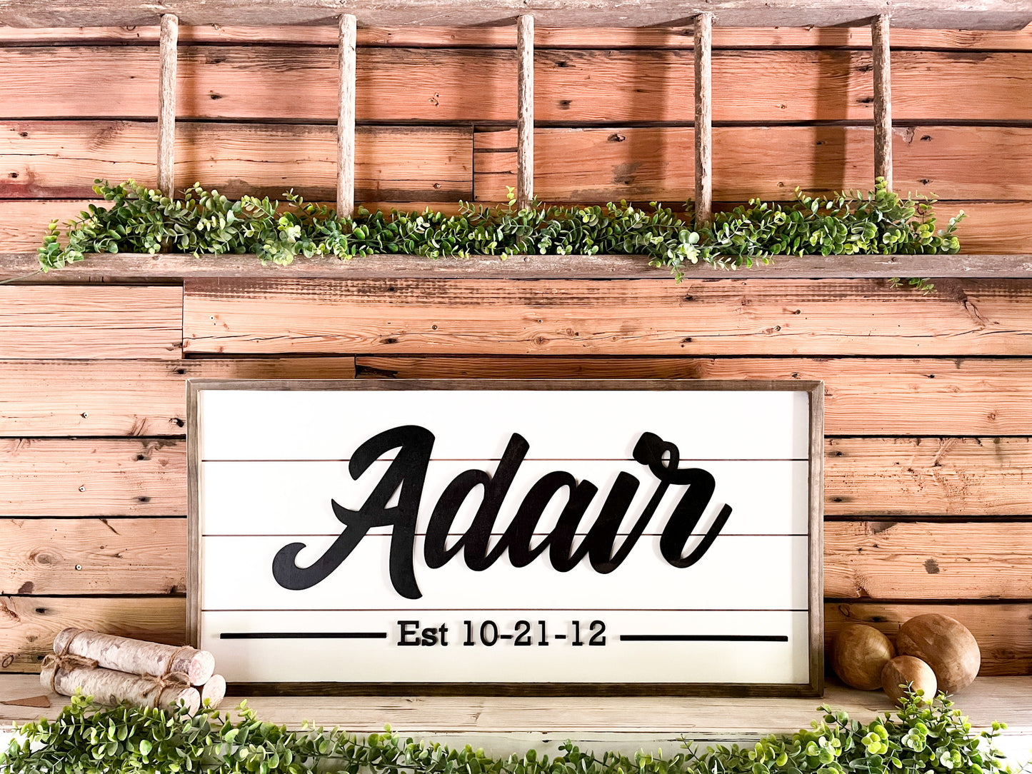 Personalized Raised Lettering Last Name Sign on Shiplap