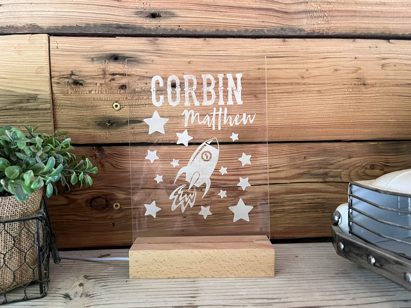 Kid Night Light | Personalized Night Light for Kid | Custom Night Light with Moon and Stars