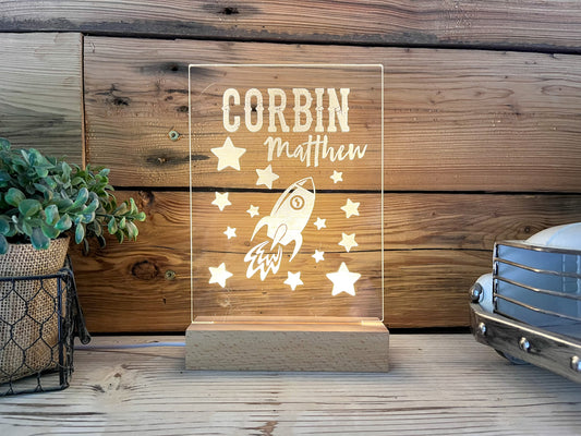 Kid Night Light | Personalized Night Light for Kid | Custom Night Light with Moon and Stars
