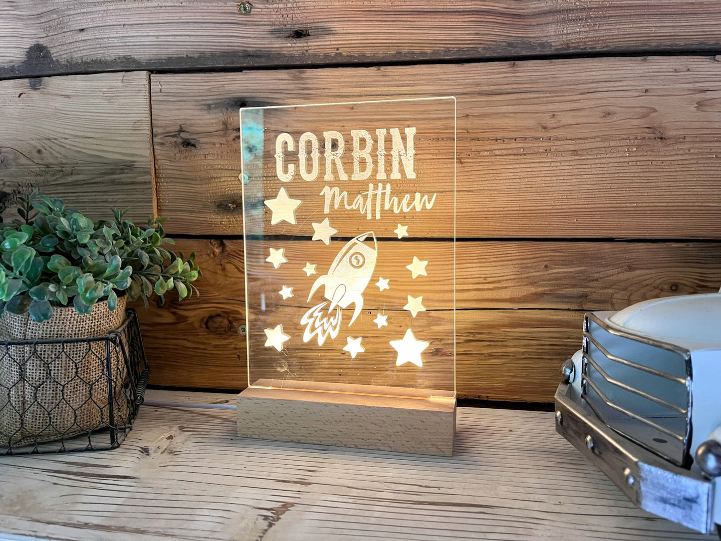 Kid Night Light | Personalized Night Light for Kid | Custom Night Light with Moon and Stars
