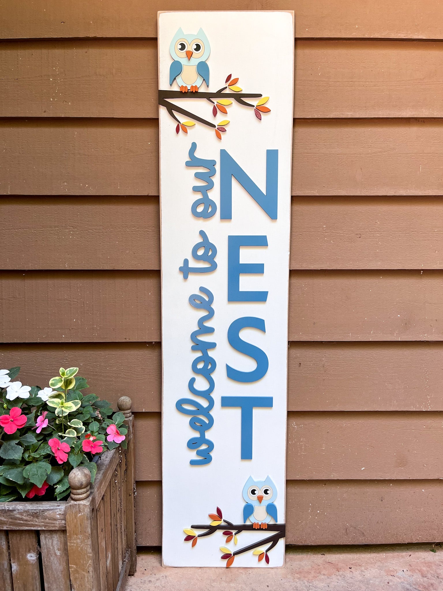 Welcome to Our Nest Porch Leaner Sign, Front Door Sign