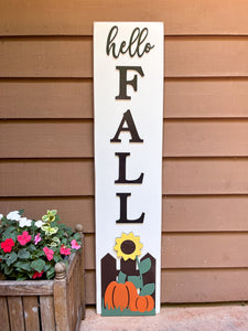 Hello Fall Porch Leaner Sign | Fall Front Door Sign | Front Porch Decor