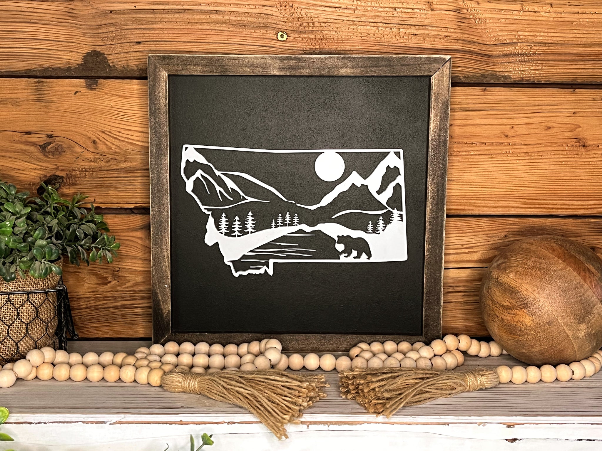Glacier National Park Sign | Montana State Sign | House Warming Gift Idea | State Sign | Rustic Home Decor | Gift for Her | Farmhouse Decor
