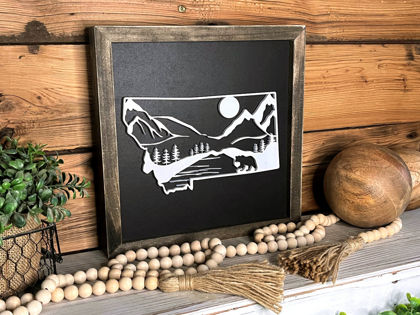 Glacier National Park Sign | Montana State Sign | House Warming Gift Idea | State Sign | Rustic Home Decor | Gift for Her | Farmhouse Decor