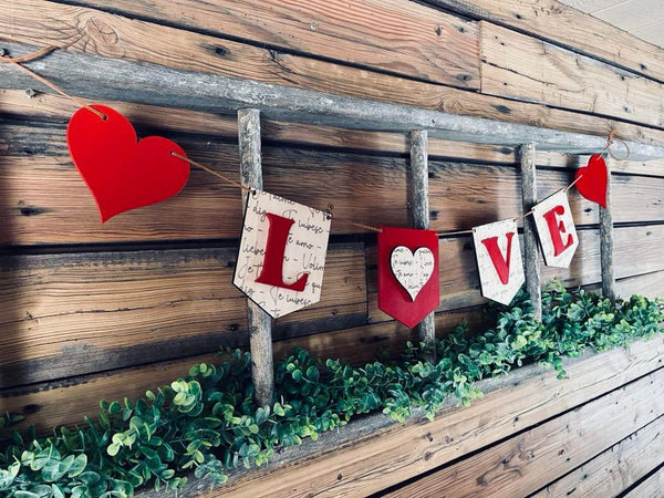 Valentine's Day Banner | Valentine's Day Decor | Mantel Decor | Wooden Banner