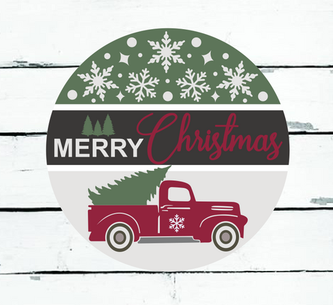 Merry Christmas Front Door Sign | Farmhouse Christmas Decor | Christmas Tree Truck Sign