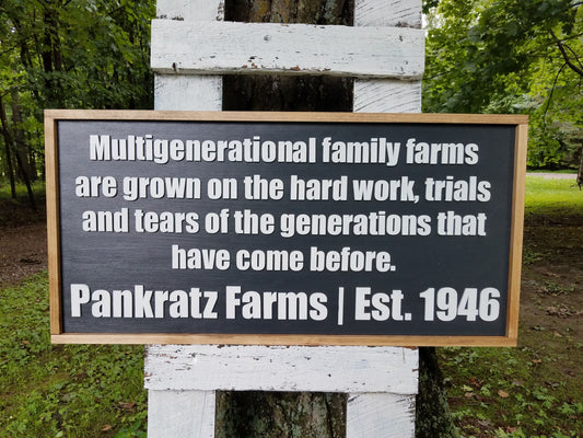 Personalized Multigenerational Family Farm Hard Work Sign | Raised Lettering Farmhouse Sign