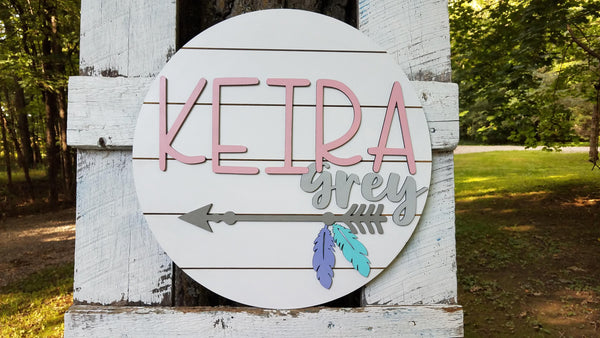 Personalized 3D Cutout Nursery Decor Sign with Child's Name and Arrow
