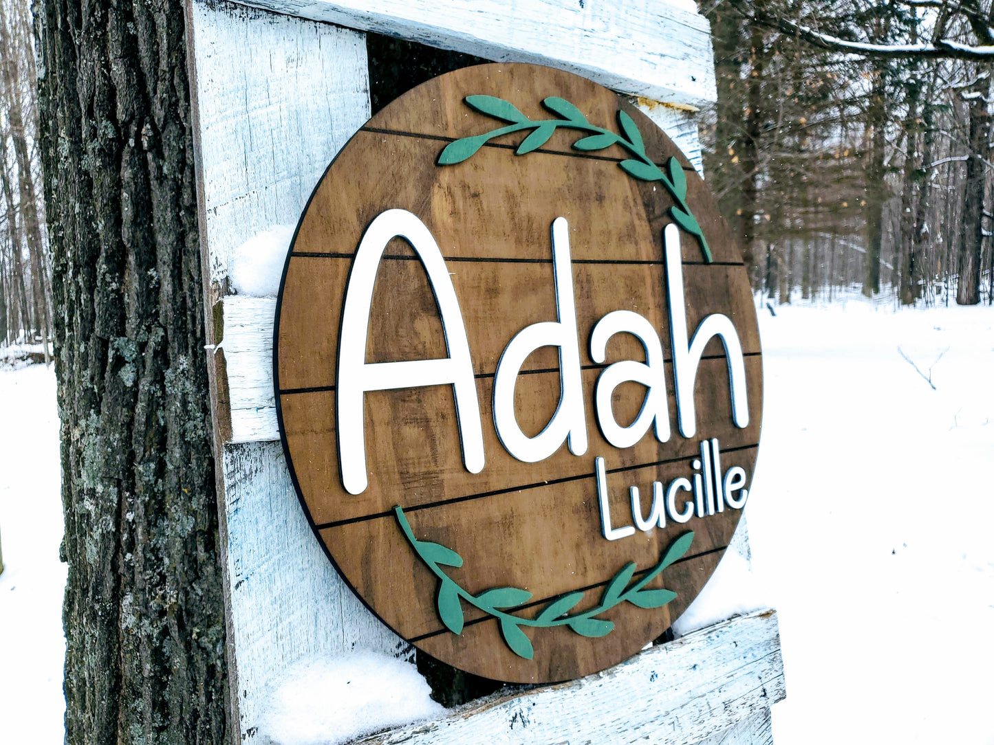 Personalized 3D Cutout Nursery Decor Sign with Child's Name and Sage Wreath