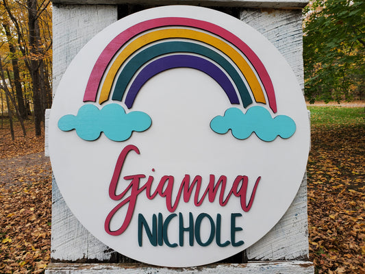 Personalized 3D Cutout Decor Sign with Child's Name and Rainbow